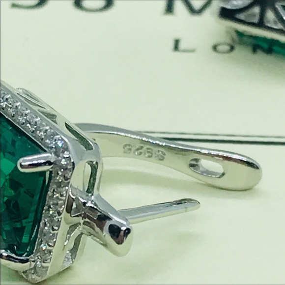 Emerald Sterling Silver Earrings - Picture 4 of 7